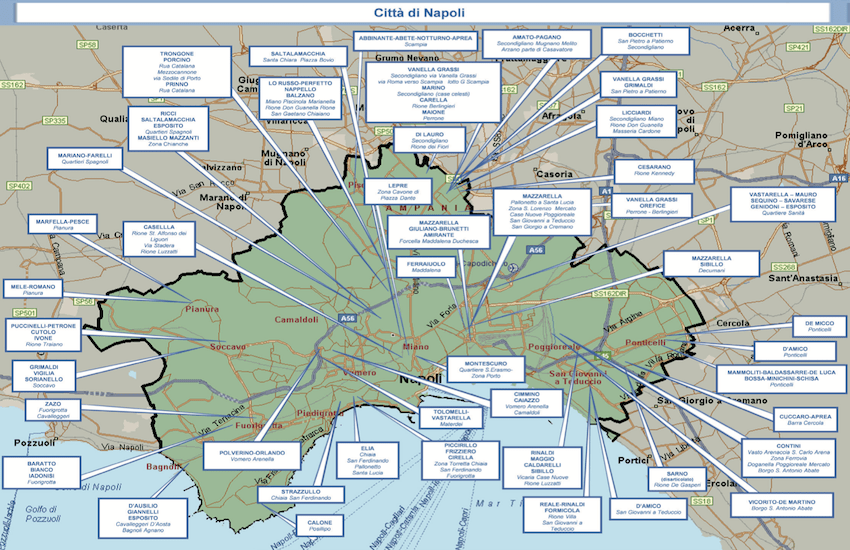 Camorra a Napoli, la mappa dei clan quartiere per quartiere