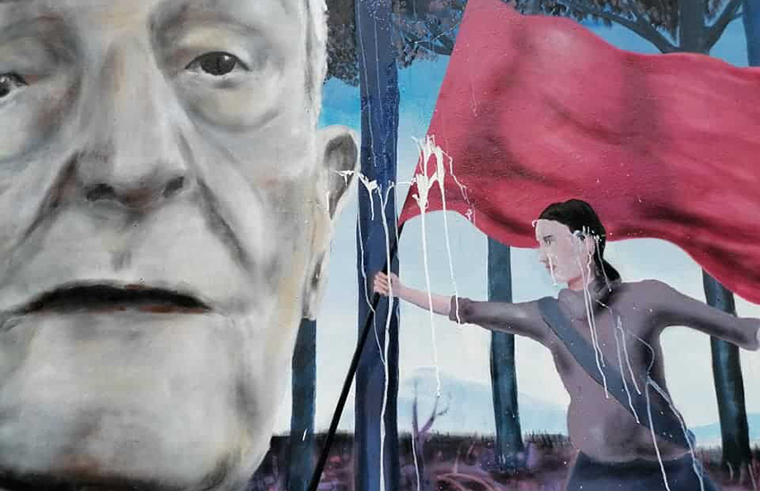 Imbrattato il murales in memoria di Silvano Sarti, la rabbia della Cgil