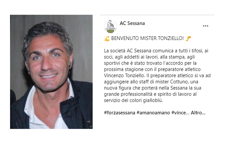 Arriva Vincenzo Tonziello per AC Sessana