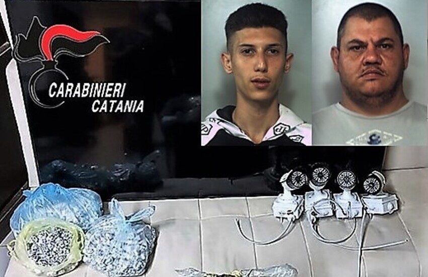 Catania, scoperta centrale dello spaccio protetta dalle telecamere, sequestrati 2 Kg di marijuana, due gli arrestati