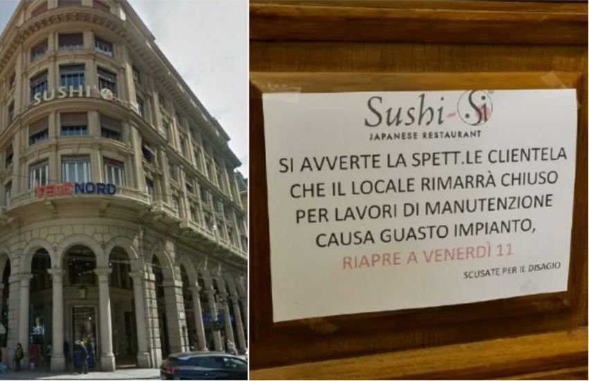 Coronavirus: chiuso il ristorante Sushi-Si in via XX a Genova