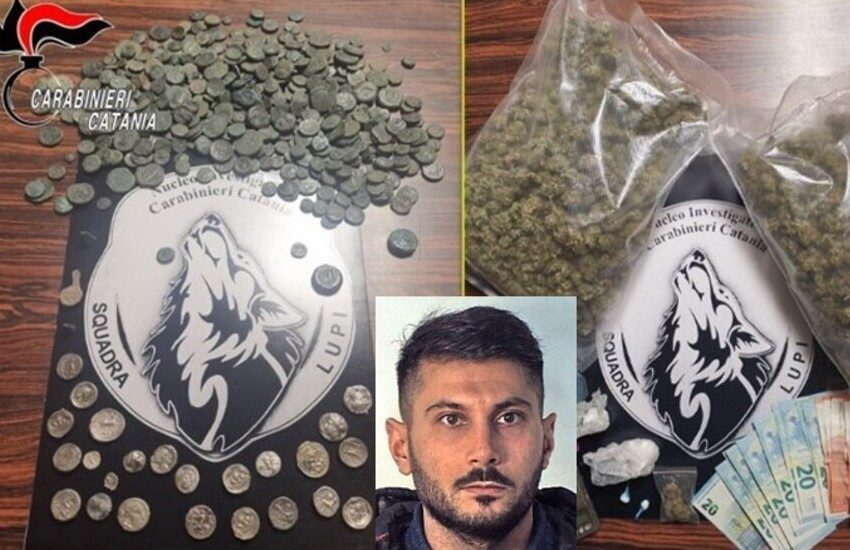 Misterbianco, i “Lupi” scovano cocaina e marijuana, ma soprattutto oltre 500 monete antiche