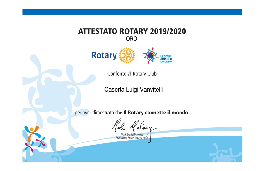 L’attestato Oro al Rotary Club Caserta che “connette il mondo”