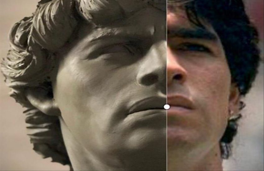 Maradona diventa un Dio greco, l’omaggio dello scultore Domenico Sepe