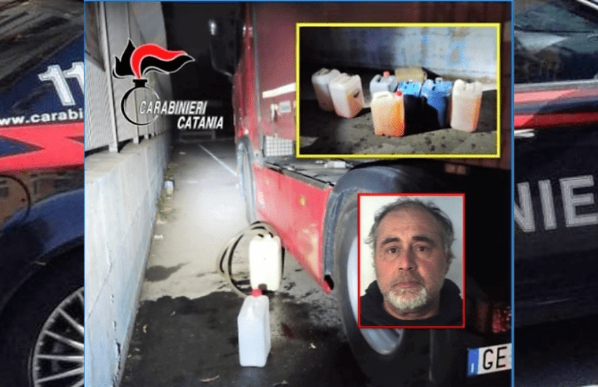 Catania, rifornimento fai da te, arrestato mentre ruba 200 litri di gasolio