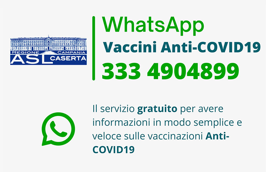 Campagna vaccinale, l’Asl di Caserta mette a disposizione un servizio whatsapp
