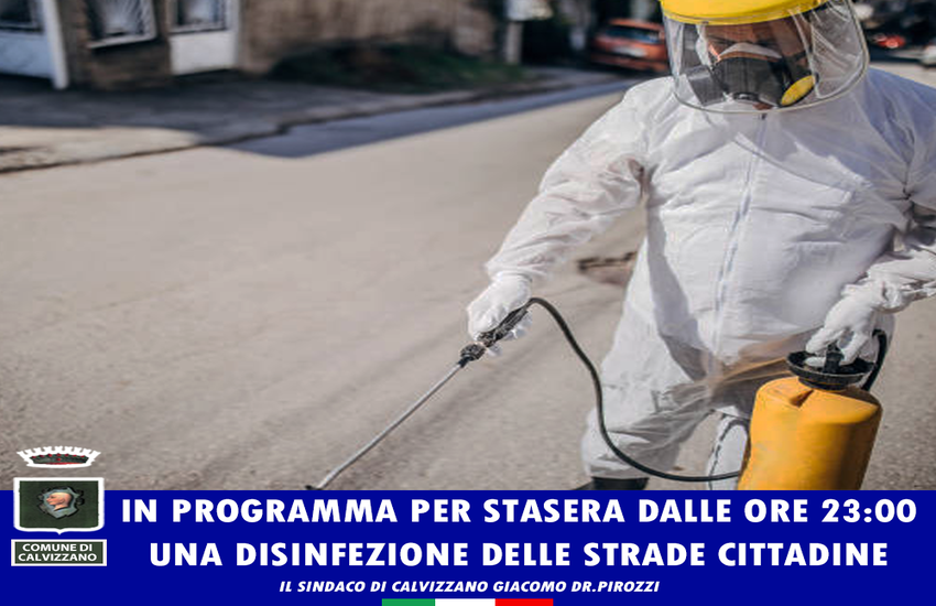 Disinfezione nelle strade di Calvizzano, la comunicazione del sindaco Pirozzi