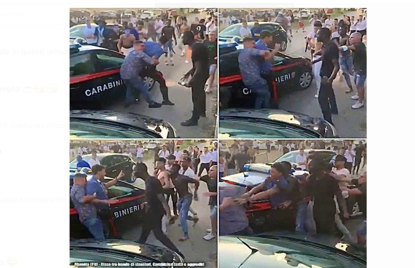 Pesaro: Un ferito grave, due Carabinieri aggrediti in maxi rissa – Video