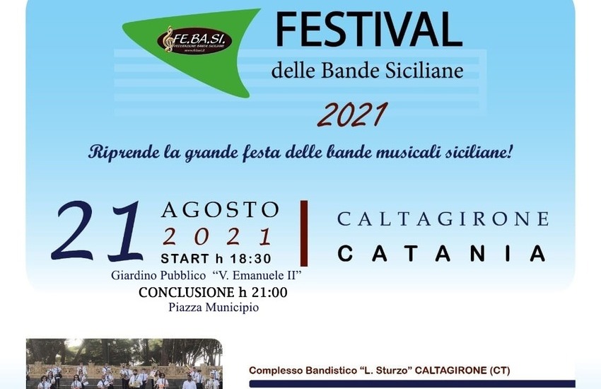 Caltagirone, sabato 21 agosto, il Festival delle bande siciliane