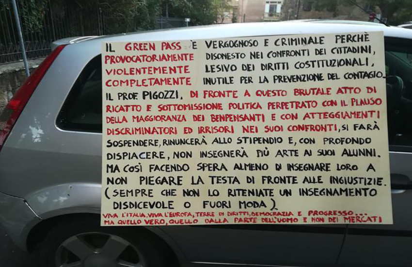 Rifiuta il green pass: insegnante sospeso a Orvieto