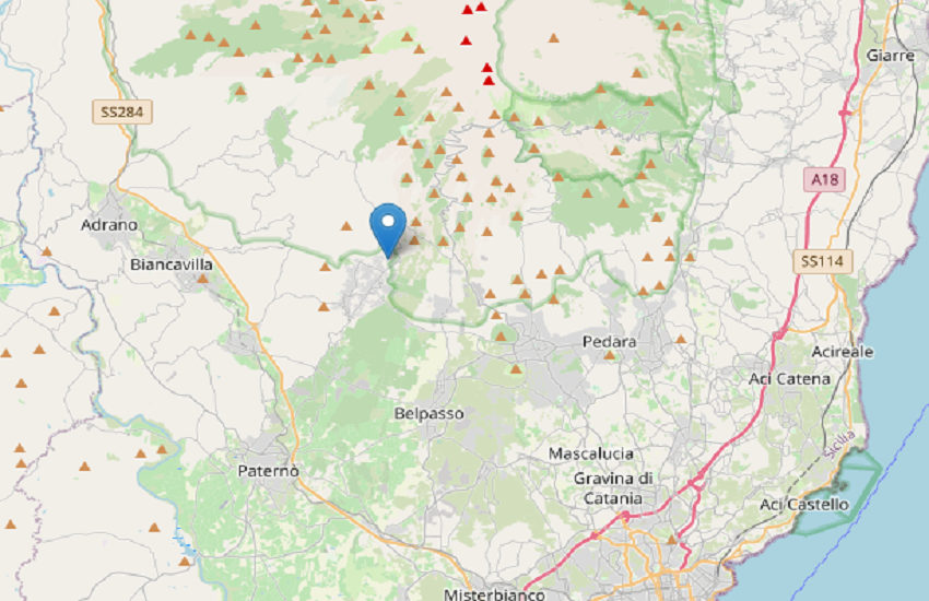 Trema la terra vicino Ragalna: scossa di terremoto magnitudo 2.3