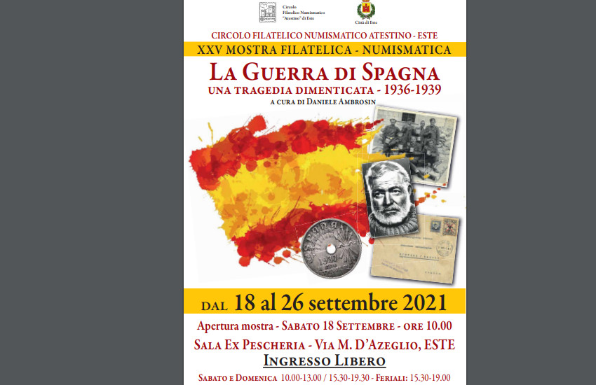 Este, mostra del circolo filatelico numismatico Atestino Este sulla guerra di Spagna “Una tragedia dimenticata”