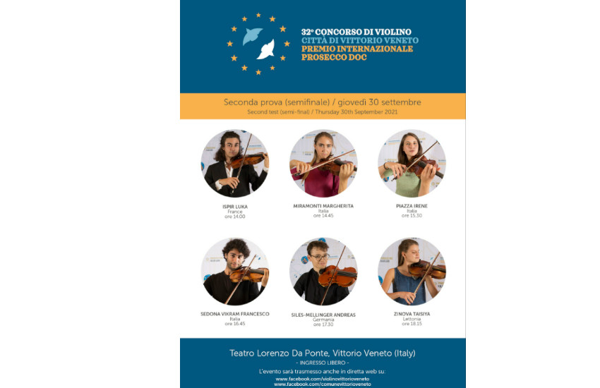 Ecco i semifinalisti del Concorso di Violino di Vittorio Veneto
