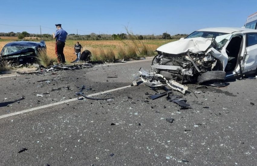 Terribile incidente nel Salento, scontro frontale sulla provinciale. Sei feriti, tra cui due bambini