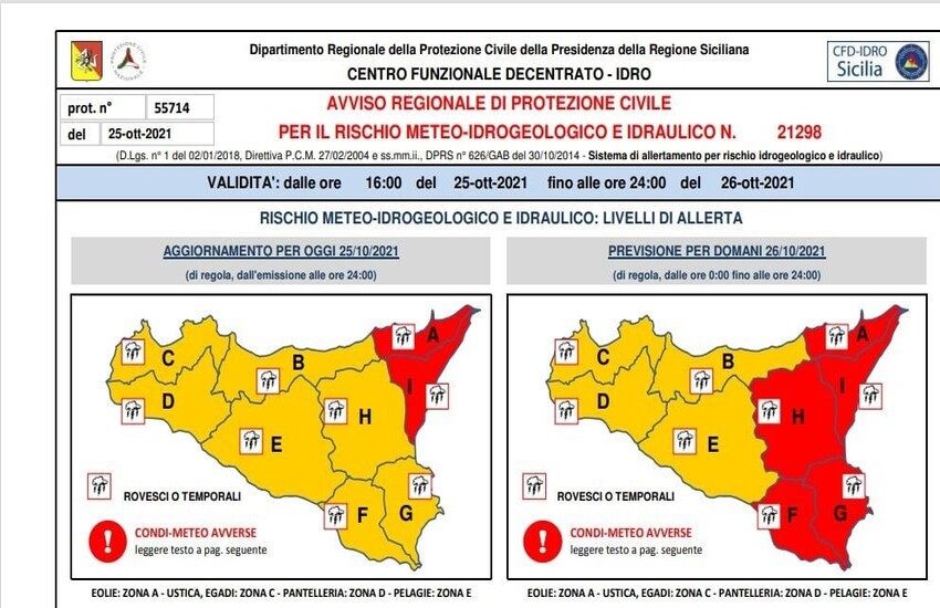 Allerta rossa: scuole chiuse in tutta la provincia di Ragusa, tranne a Modica