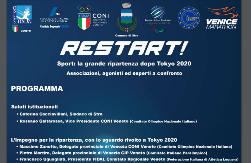 Stra, “Restart! Sport: la grande ripartenza dopo Tokyo 2020