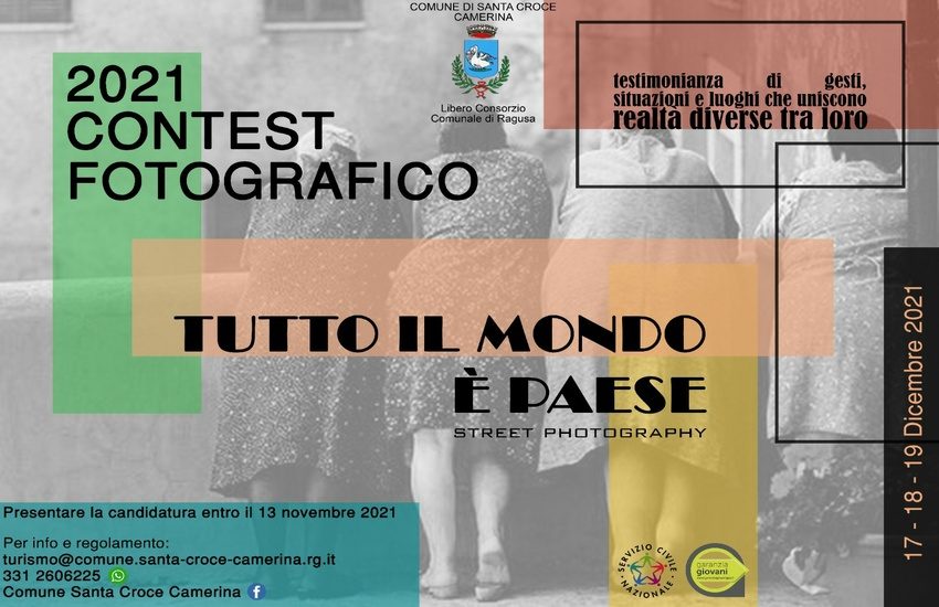 Santa Croce Camerina: contest fotografico “Tutto il mondo è…Paese – Street Photografy”. Iscrizione entro il 13 novembre