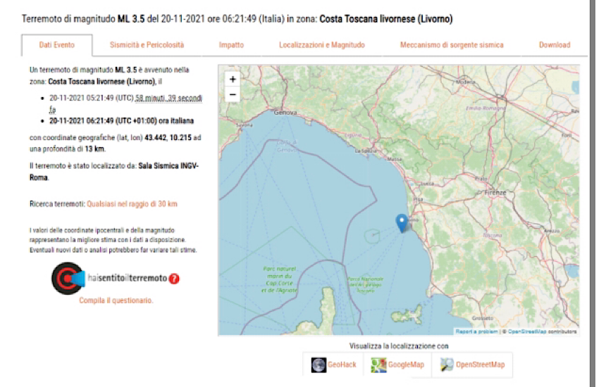 Terremoto a Livorno:  il punto della situazione