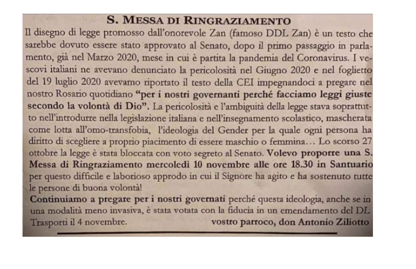 Diocesi Treviso, sulla “Messa di San Zenone” le precisazioni del Vicario generale. Ma nel web scoppia la polemica