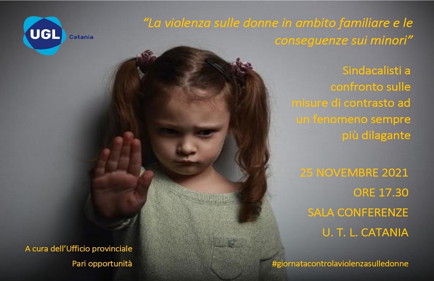 Catania, giovedì 25 novembre in via Teatro Massimo incontro dell’Ugl sul tema della violenza su donne e minori