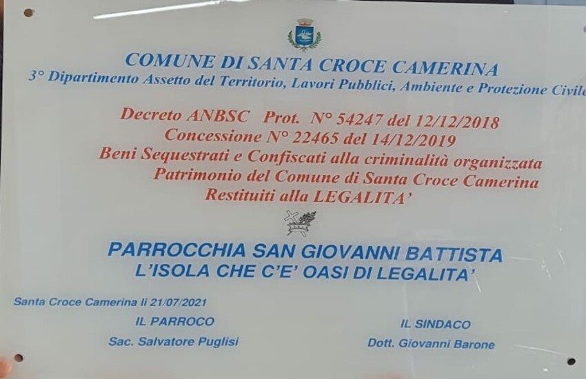 Sabato a Kaucana inaugurazione immobili confiscati alla mafia e donati alla parrocchia