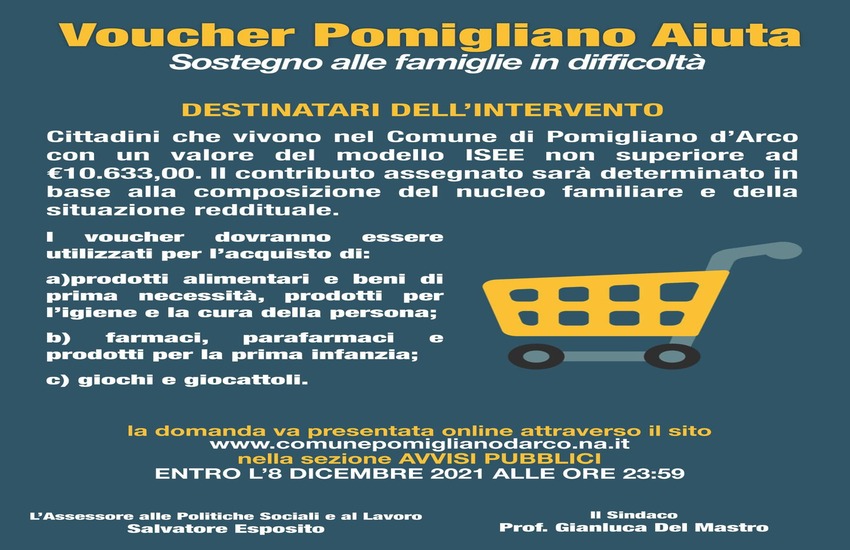 “Voucher Pomigliano aiuta”: una nuova iniziativa per incentivare il commercio locale e sostenere le famiglie bisognose