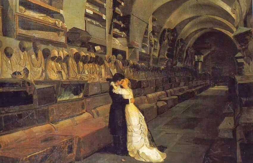 Quel misterioso bacio alle Catacombe dei Cappuccini: ”Amore e Morte” di Calcedonio Reina