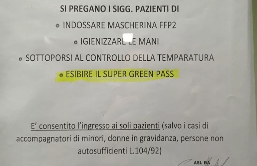 super green pass puglia