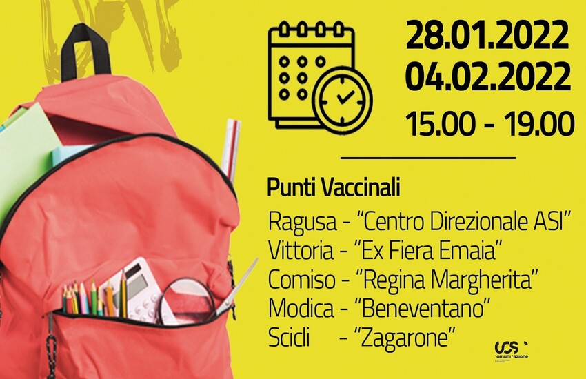 “ASP per la Scuola”: due giornate in open day per la vaccinazione dedicata al mondo scolastico in tutta la provincia di Ragusa