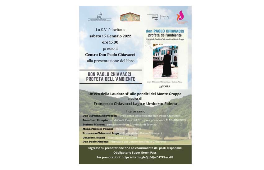 Crespano di Pieve del Grappa, sabato 15 la presentazione del libro “Don Paolo Chiavacci profeta dell’ambiente”