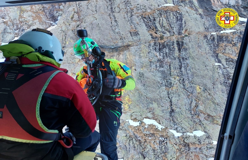Recuperato dal Soccorso Alpino Piemontese scalatore infortunatosi alla cascata di “Borocillina”