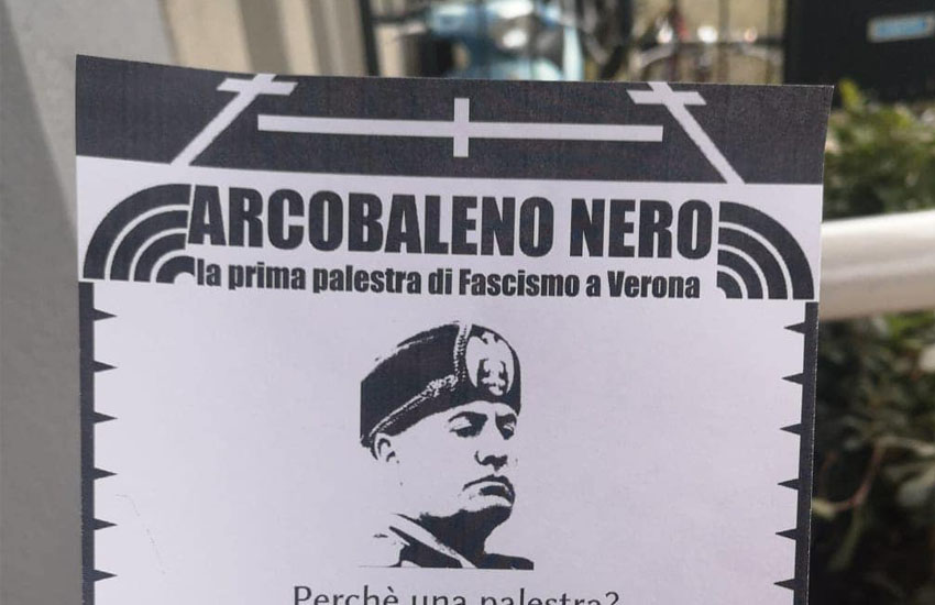 Un volantino sponsorizza la “prima palestra di fascismo” a Verona