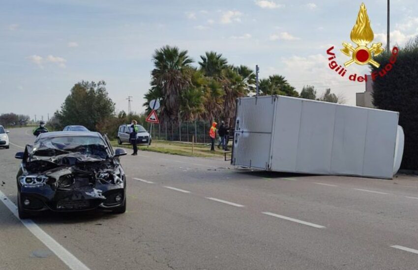 Paura nel Salento. Schianto sulla circonvallazione tra camion e auto