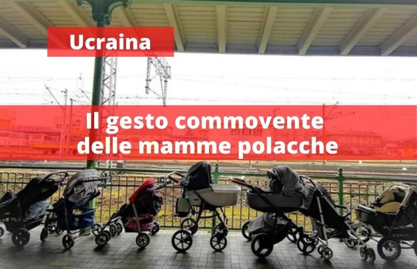Le mamme polacche lasciano passeggini in stazione per gli ucraini che scappano dalla guerra
