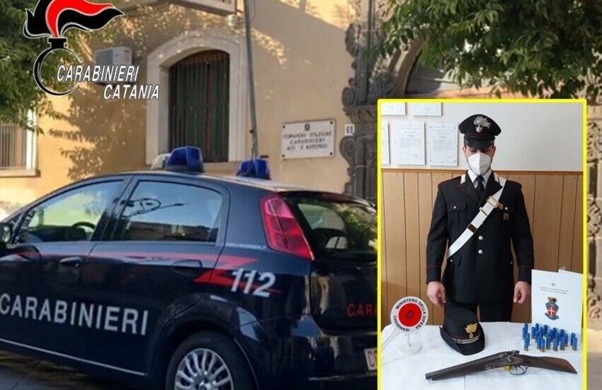 Aci Sant’Antonio, arrivano i Carabinieri e lui lancia una “lupara” dal balcone. Visto e arrestato
