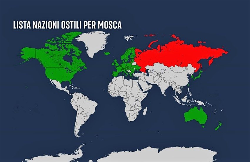 Putin fa la lista dei Paesi ostili