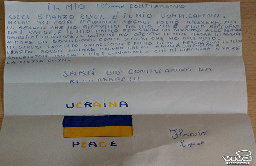 Il grande cuore del piccolo Flavio: un gesto d’amore verso l’Ucraina