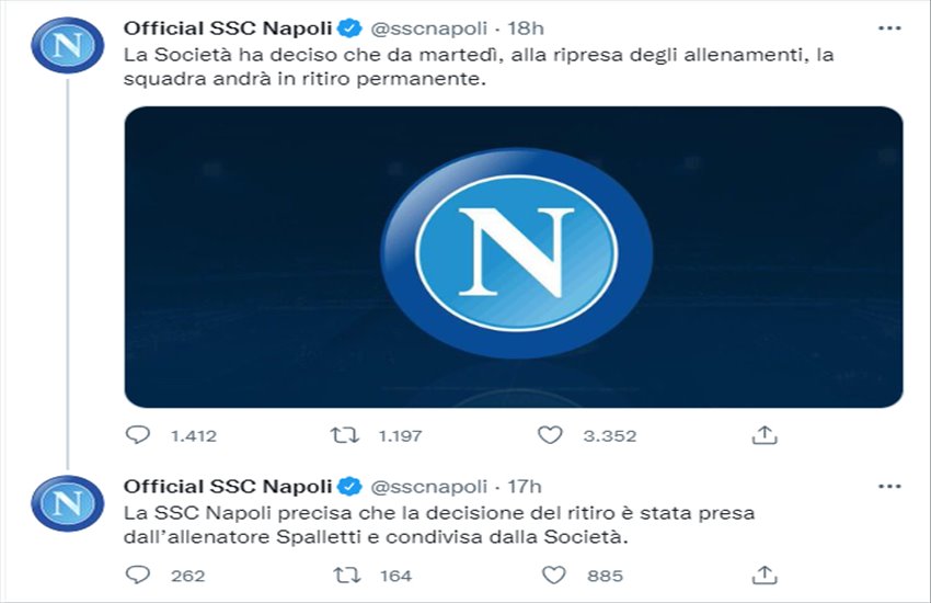Napoli in ritiro punitivo permanente: la squadra non la prende bene