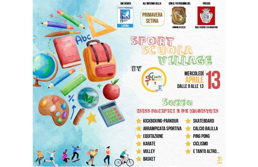 Al Pacifici e De magistris di Sezze domani lo ‘Sport Scuola Village’ a cura di Opes