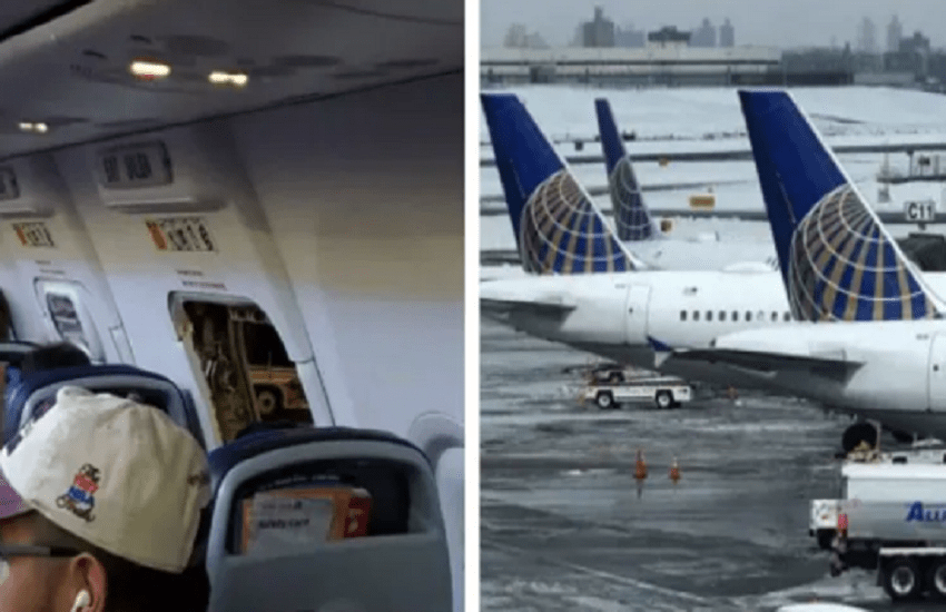 Esce in anticipo dall’aereo e scappa dall’ala, ma la Polizia lo ferma e lo blocca