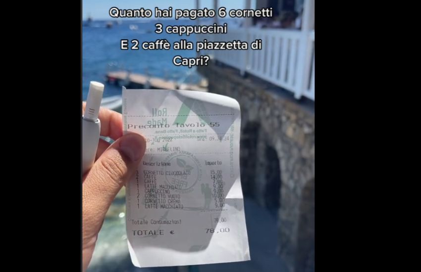 La colazione con prezzi record a Capri diventa virale sul web | VIDEO