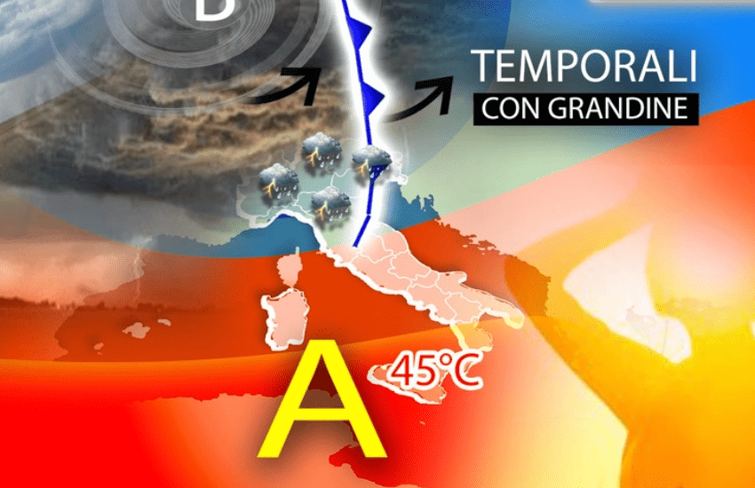Meteo, nubifragi e caldo africano: lo scenario inquietante che divide l’Italia in due (VIDEO)