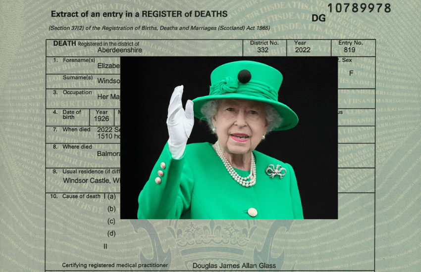 Elisabetta II: il certificato di morte svela la causa del decesso della regina