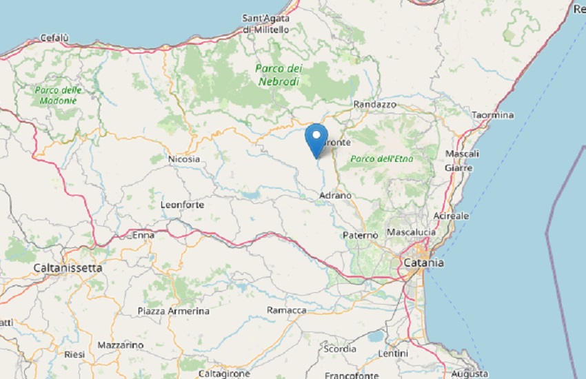Scossa di terremoto di magnitudo 2.1 a sud-ovest di Bronte