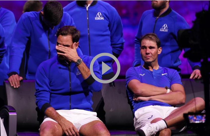 Federer e Nadal in lacrime durante l’addio al tennis del campione svizzero (VIDEO)