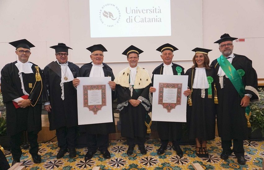 [FOTO] Conferite le lauree honoris causa a Venerando Faro e a Francesco Tornatore al Monastero dei Benedettini