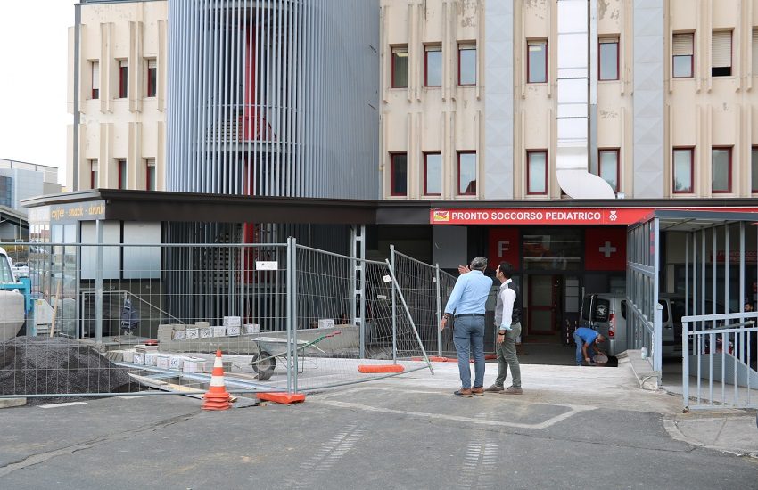 Ospedale Cannizzaro, lavori di sistemazione area antistante ingresso Pronto Soccorso Pediatrico in dirittura d’arrivo