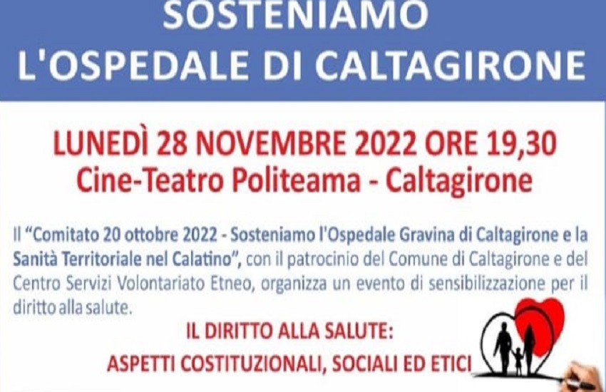 Sosteniamo l’ospedale Gravina di Caltagirone e la sanità territoriale nel Calatino”, evento oggi al cine-teatro Politeama