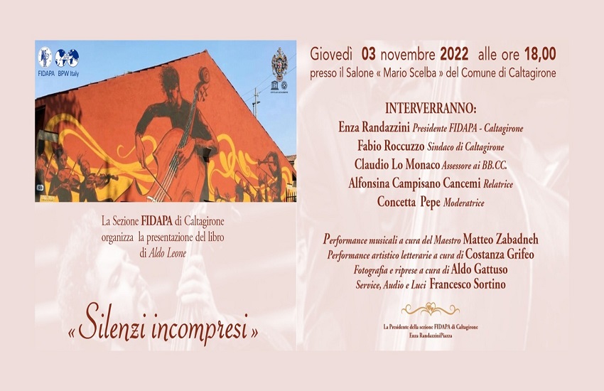 Domani giovedì 3 novembre al municipio di Caltagirone il libro Silenzi incompresi di Aldo Leone
