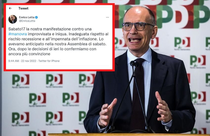 Letta contro il governo: manovra ingiusta, il 17 dicembre in piazza. Il suo tweet